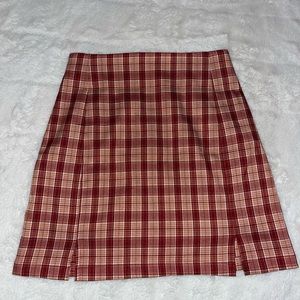 Red and orange ish plaid skirt